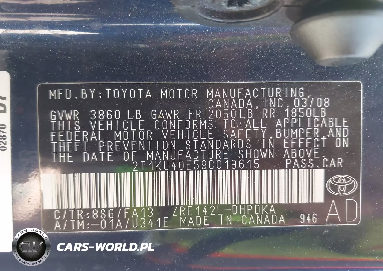 2009 Toyota Matrix VIN:2T1KU40E59C019615 - 9