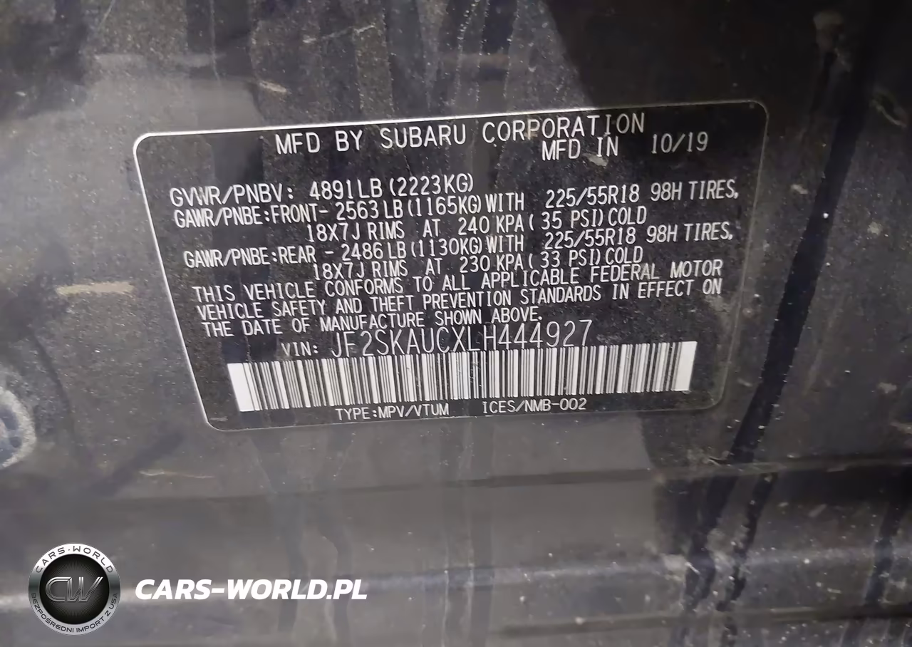 2020 Subaru Forester Limited VIN:JF2SKAUCXLH444927 - 9