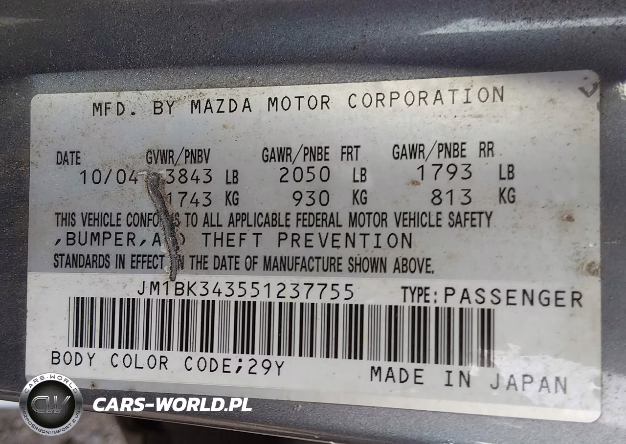 2005 Mazda Mazda3 S VIN:JM1BK343551237755 - 9