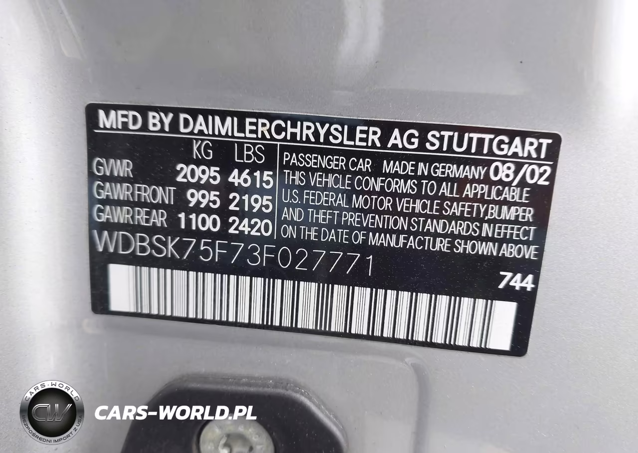 2003 Mercedes-Benz Sl 500 VIN:WDBSK75F73F027771 - 9