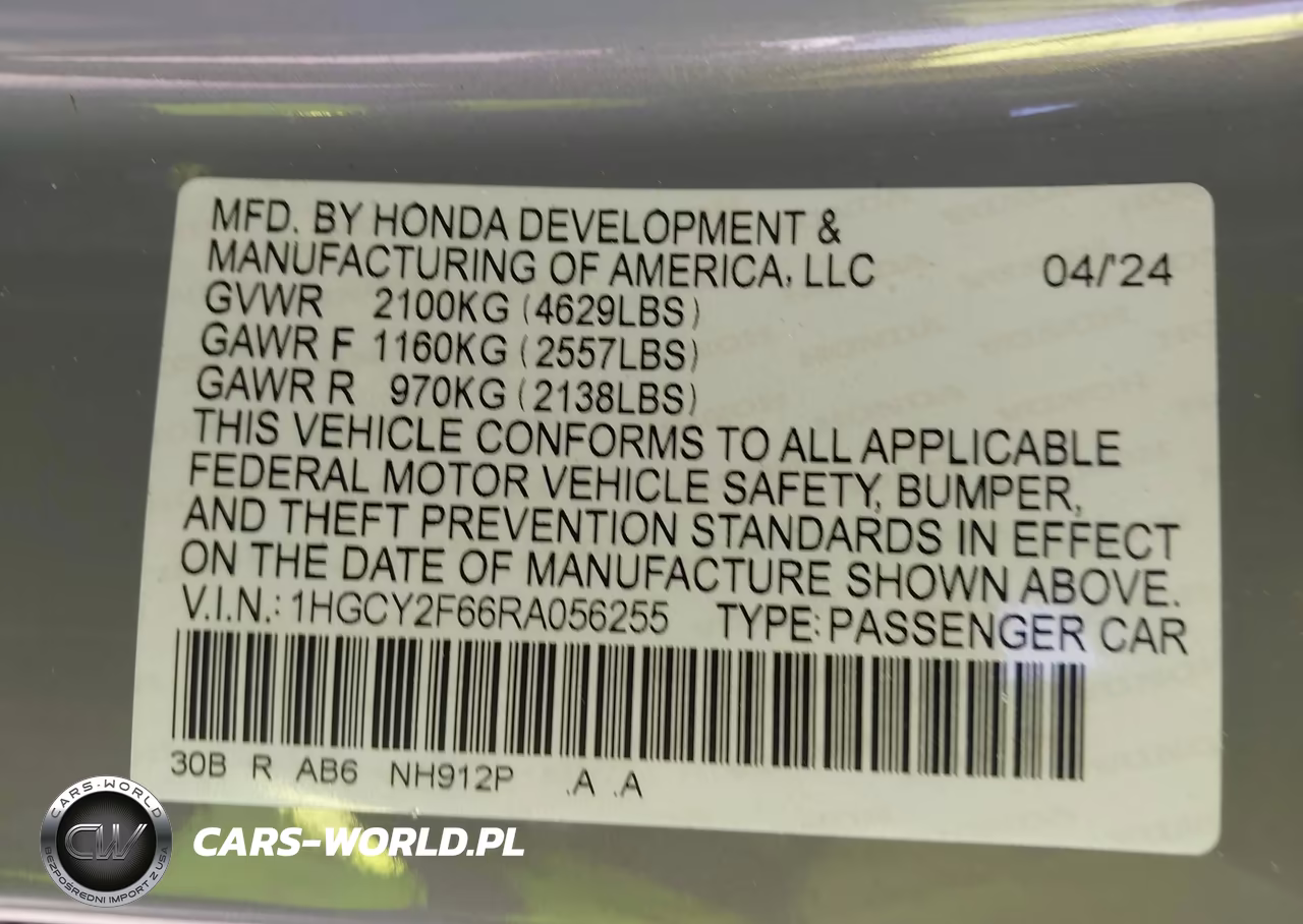 2024 Honda Accord Hybrid Ex-L VIN:1HGCY2F66RA056255 - 9