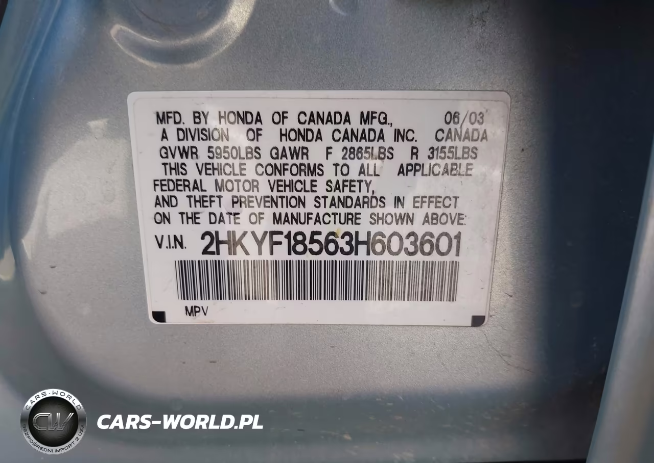 2003 Honda Pilot Ex-L VIN:2HKYF18563H603601 - 9