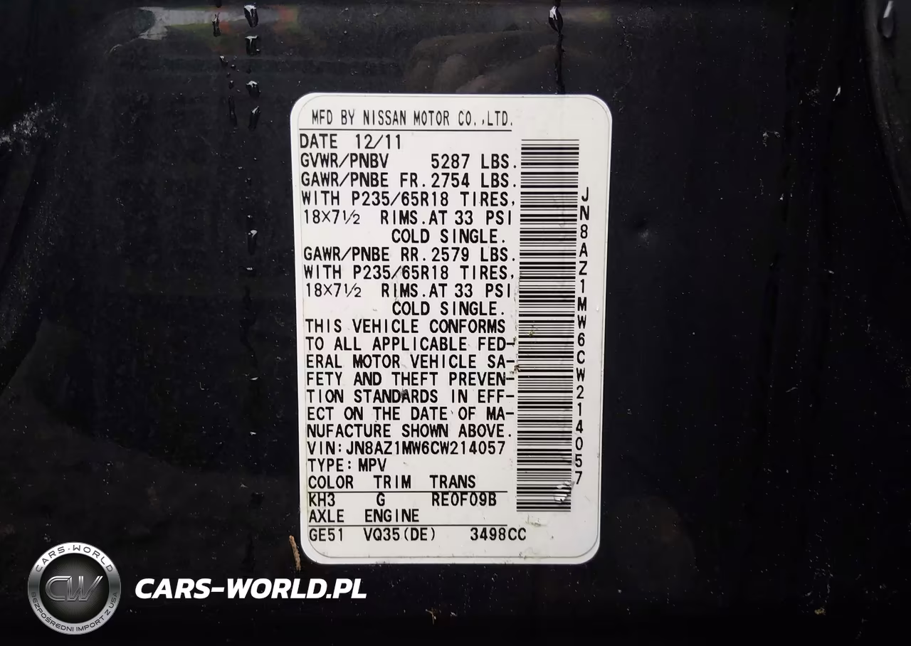 2012 Nissan Murano Sv VIN:JN8AZ1MW6CW214057 - 9