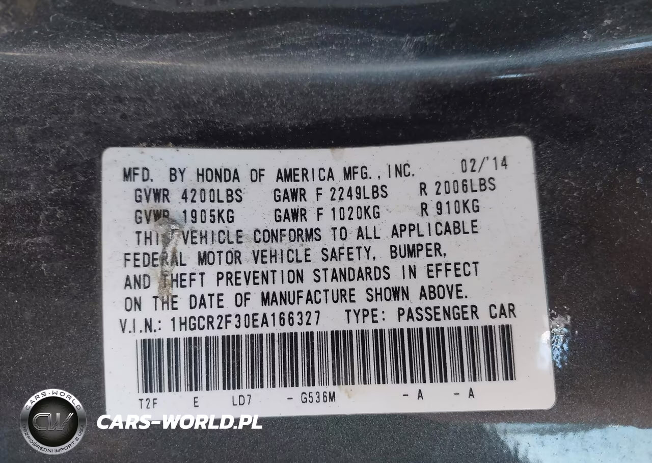 2014 Honda Accord Lx VIN:1HGCR2F30EA166327 - 9