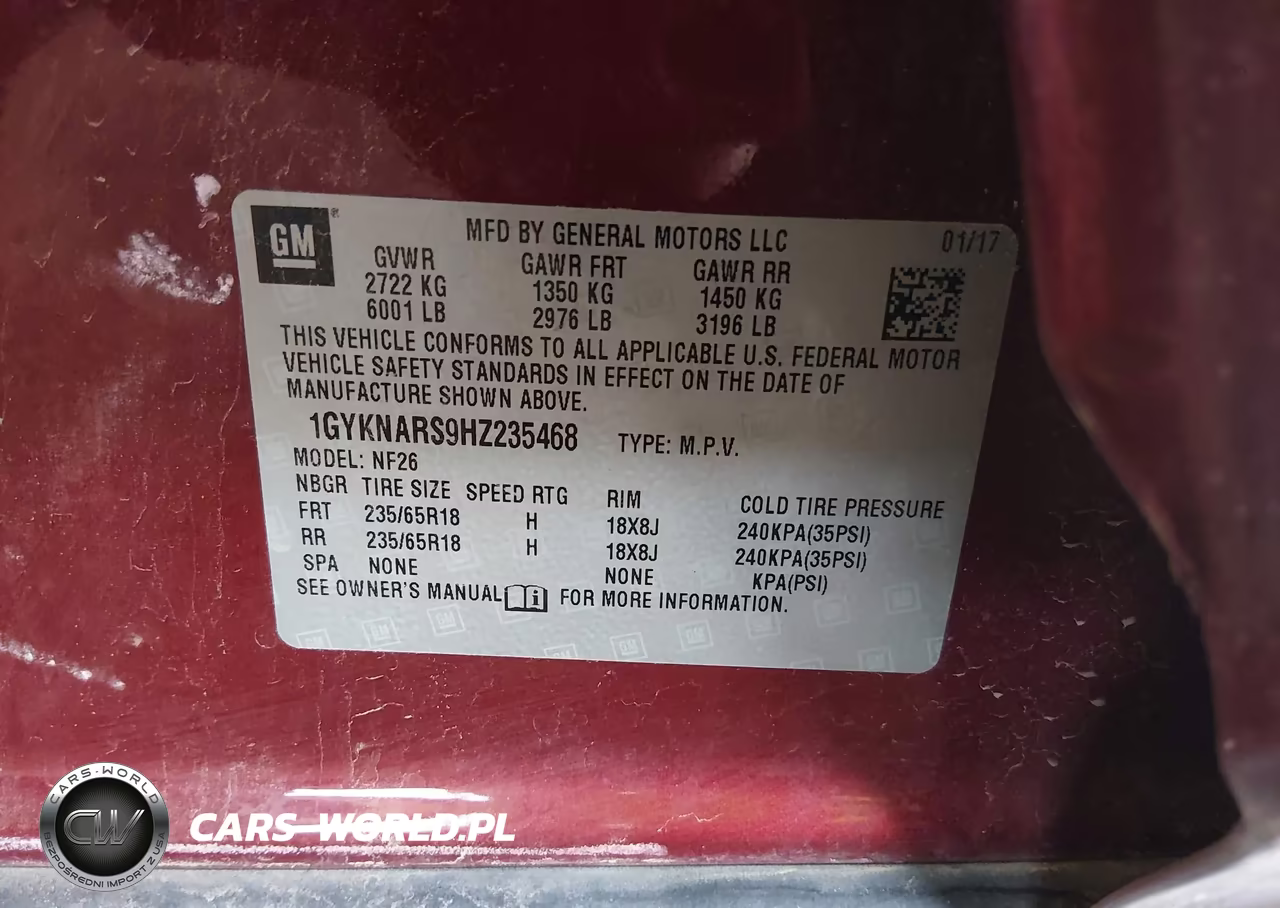 2017 Cadillac Xt5 Standard VIN:1GYKNARS9HZ235468 - 9