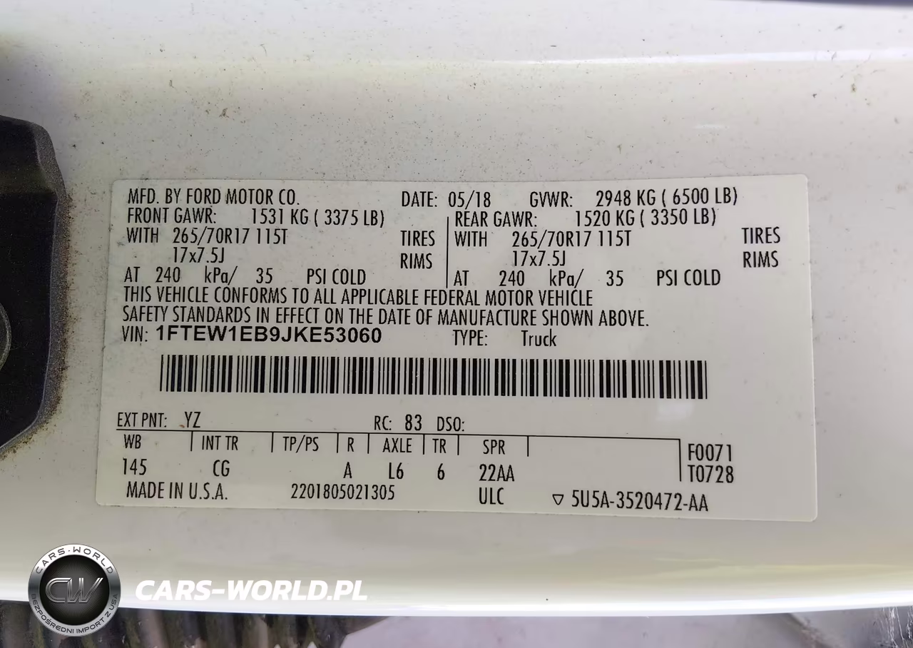 2018 Ford F-150 Xl VIN:1FTEW1EB9JKE53060 - 9