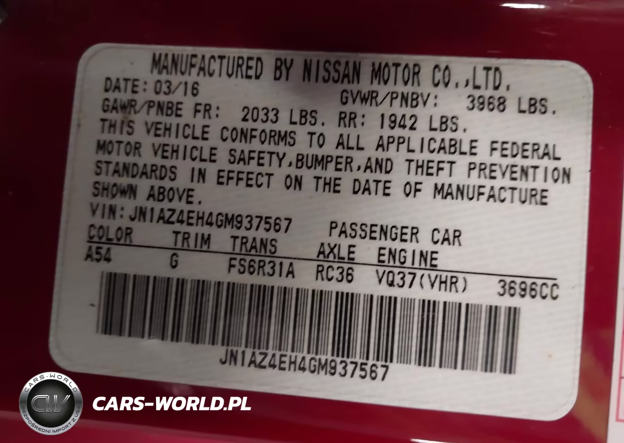 2016 Nissan 370Z VIN:JN1AZ4EH4GM937567 - 9