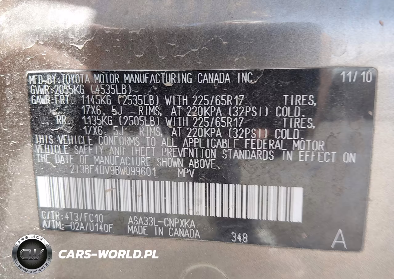2011 Toyota Rav4 VIN:2T3BF4DV9BW099601 - 9
