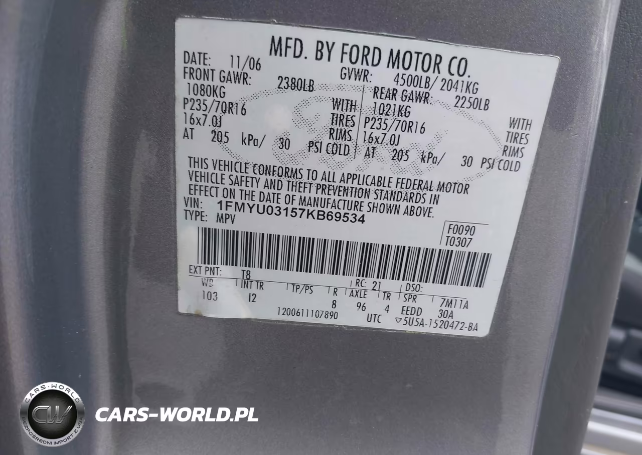 2007 Ford Escape Xlt-Xlt Sport VIN:1FMYU03157KB69534 - 9