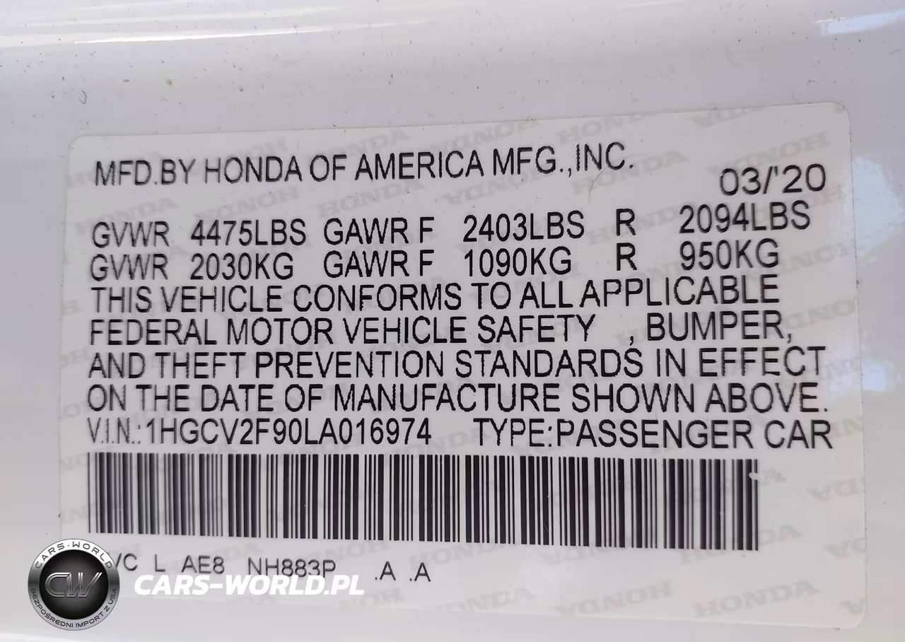 2020 Honda Accord Touring VIN:1HGCV2F90LA016974 - 9