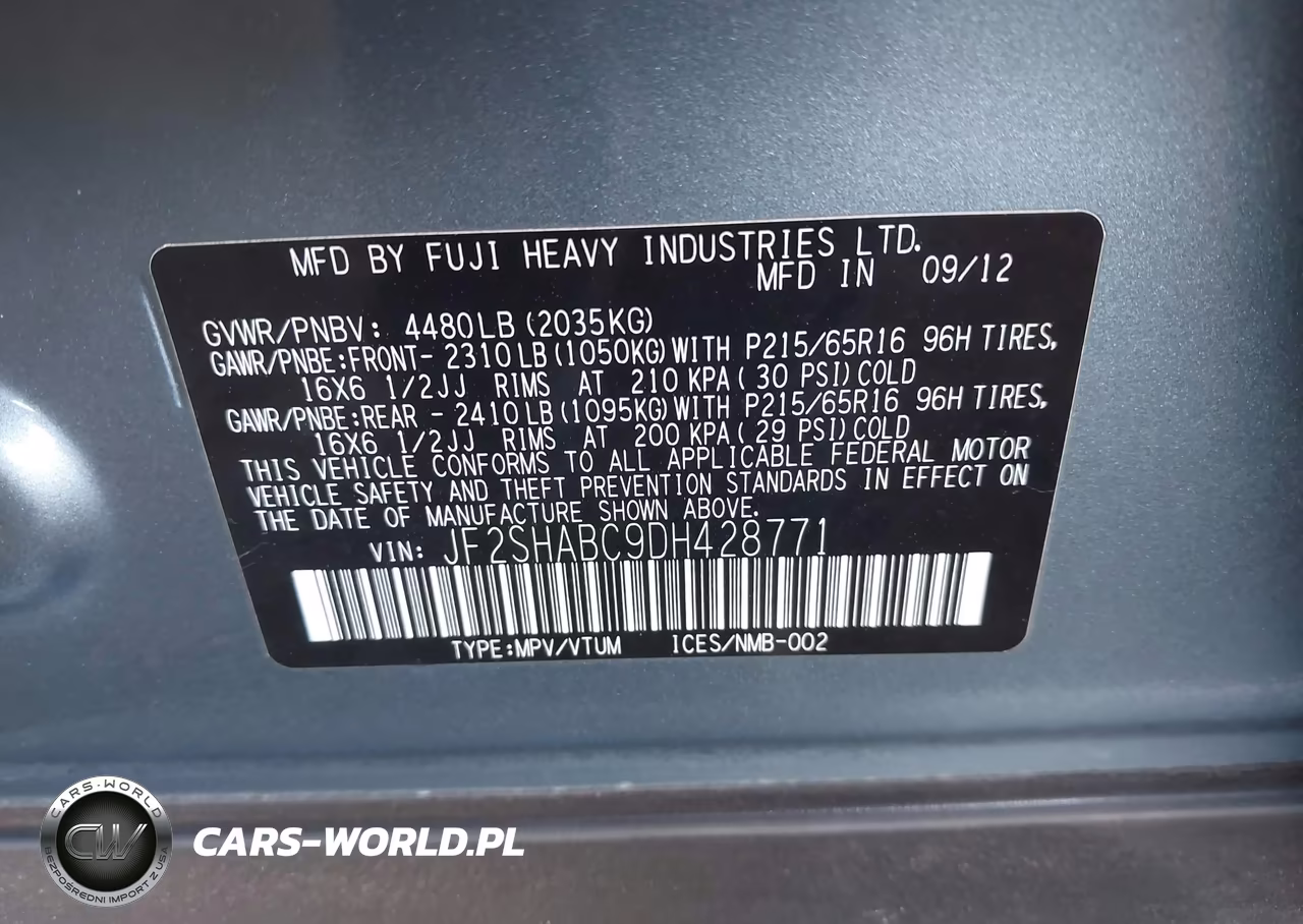 2013 Subaru Forester 2.5X VIN:JF2SHABC9DH428771 - 9