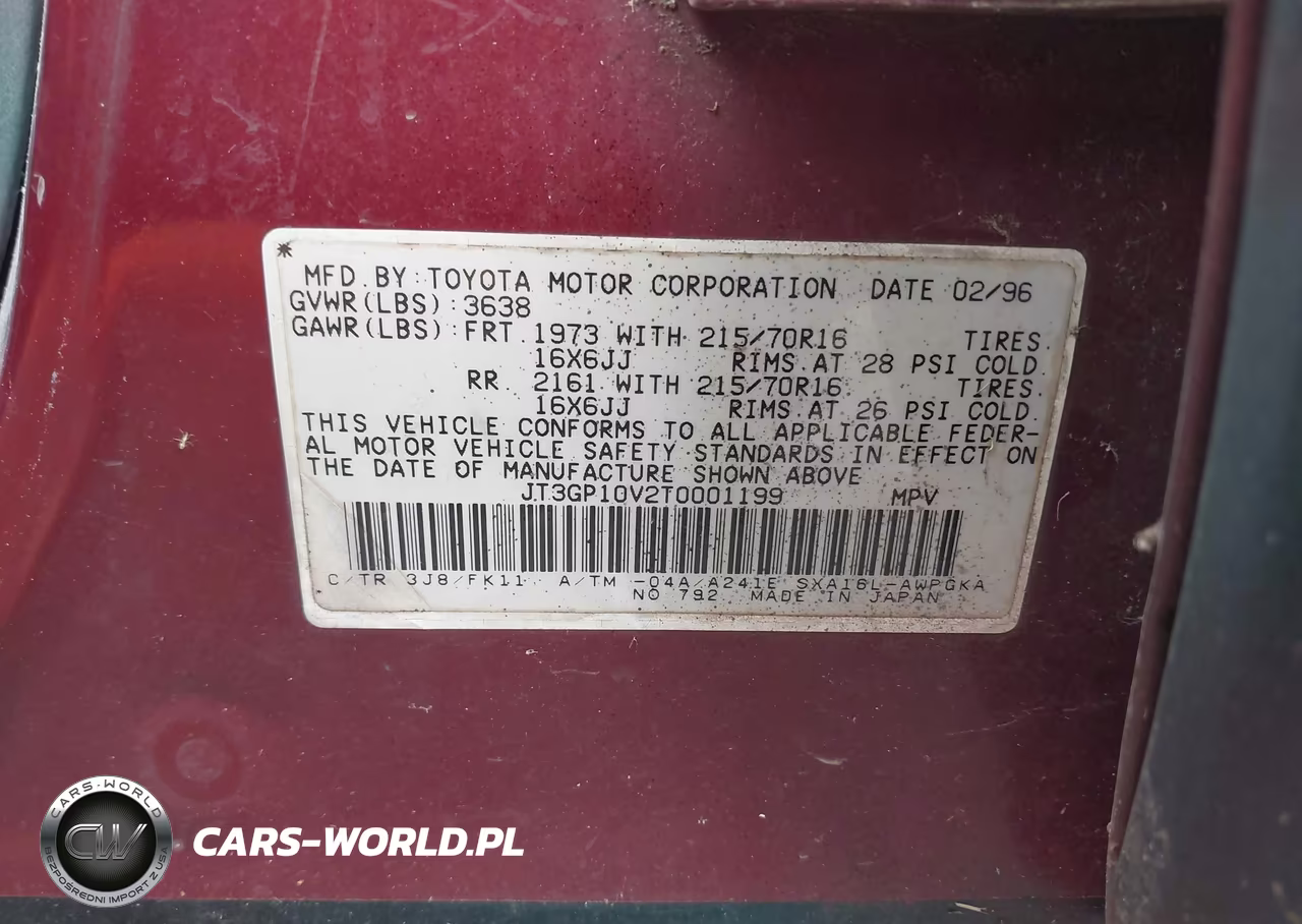 1996 Toyota Rav4 VIN:JT3GP10V2T0001199 - 9
