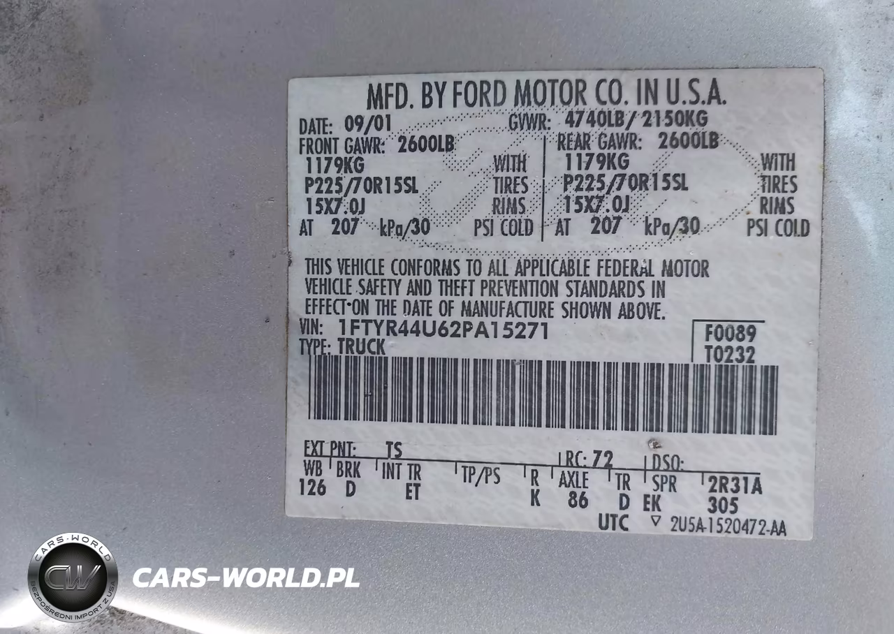 2002 Ford Ranger Edge-Tremor-Xlt VIN:1FTYR44U62PA15271 - 9