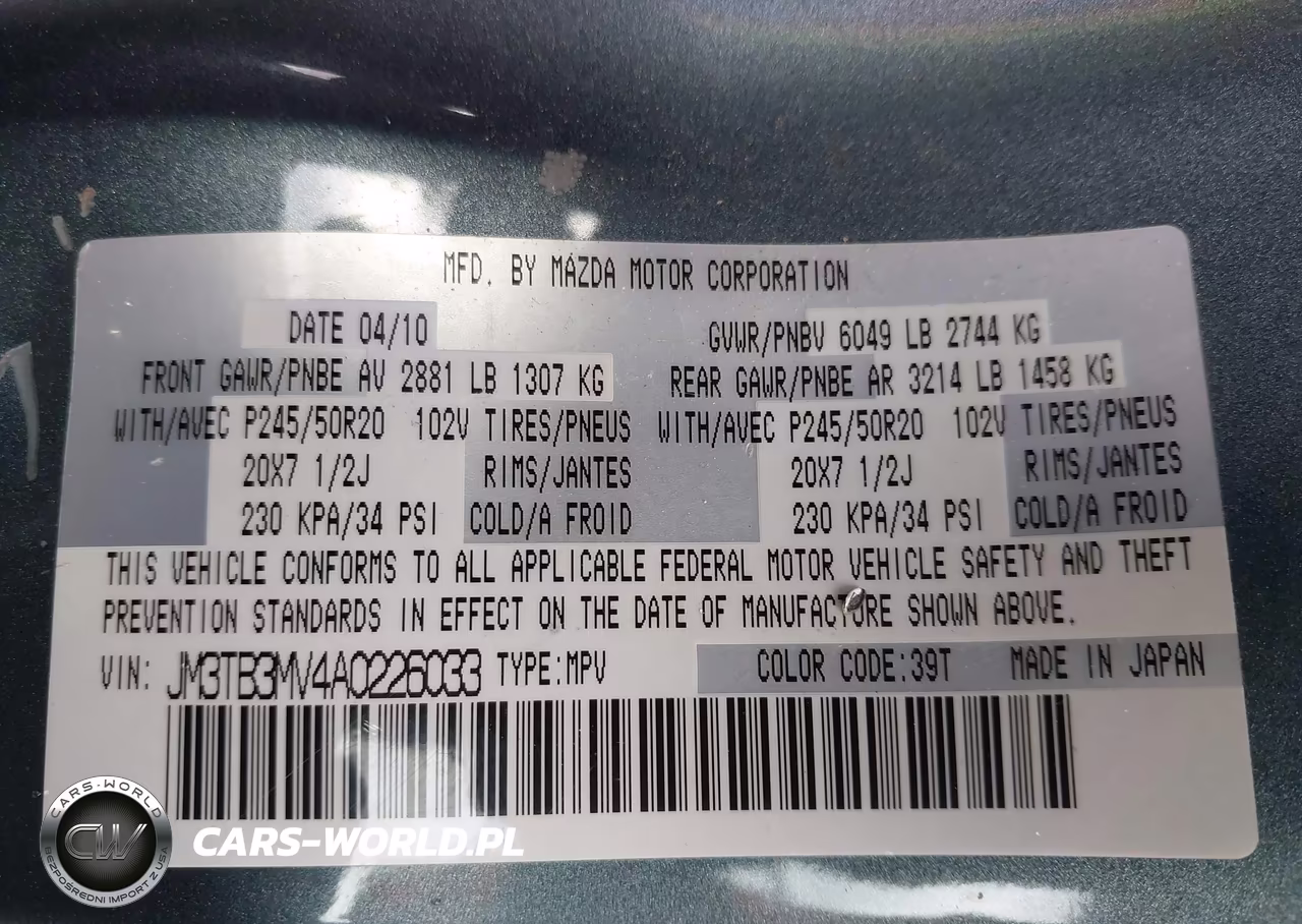 2010 Mazda Cx-9 Grand Touring VIN:JM3TB3MV4A0226033 - 9