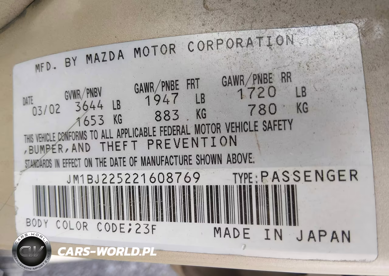 2002 Mazda Protege Dx-Es-Lx VIN:JM1BJ225221608769 - 9