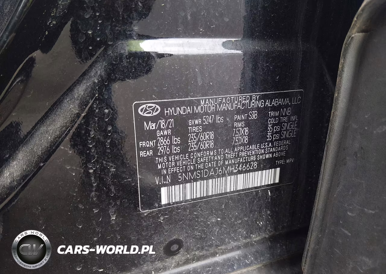 2021 Hyundai Santa Fe Se VIN:5NMS1DAJ6MH346628 - 9