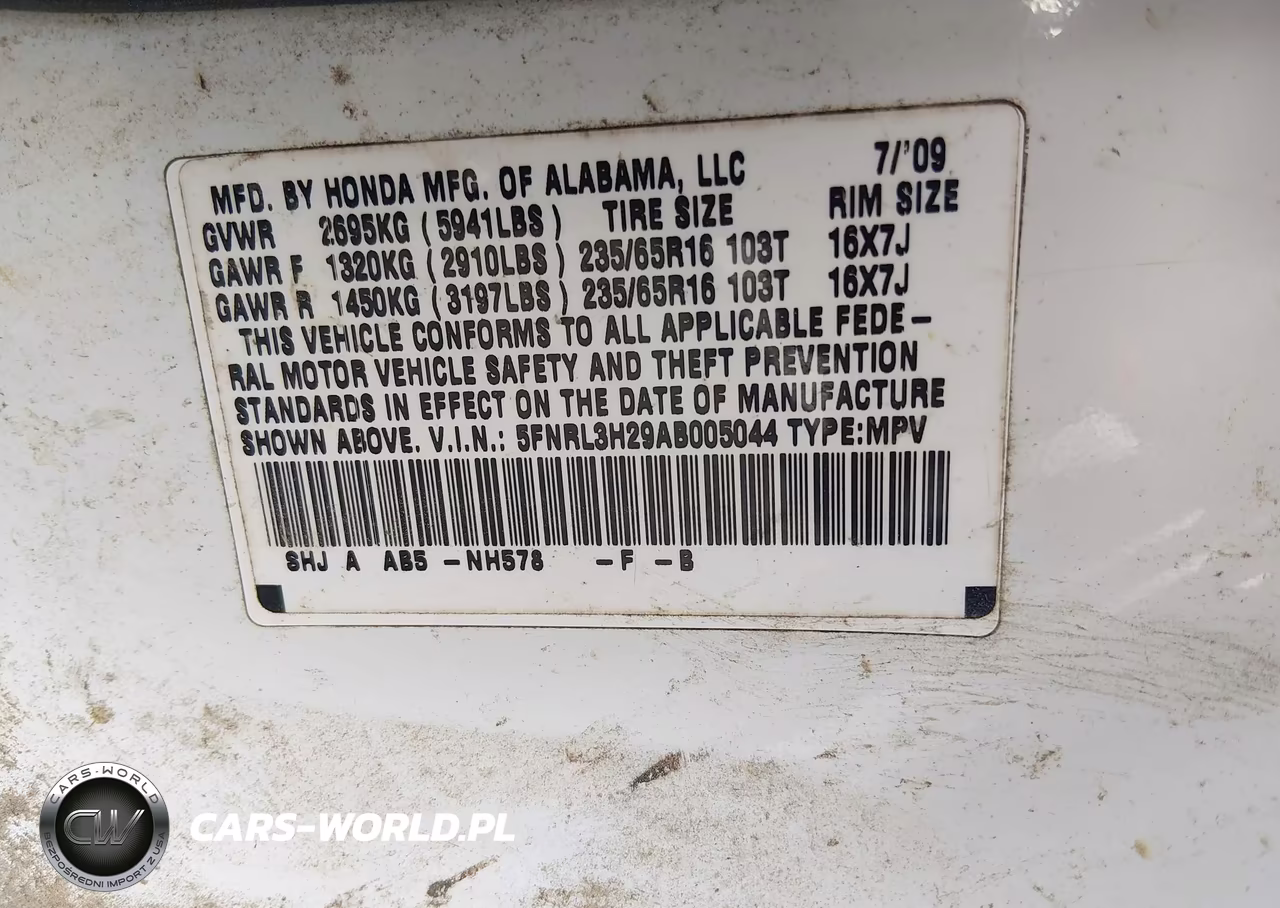 2010 Honda Odyssey Lx VIN:5FNRL3H29AB005044 - 9