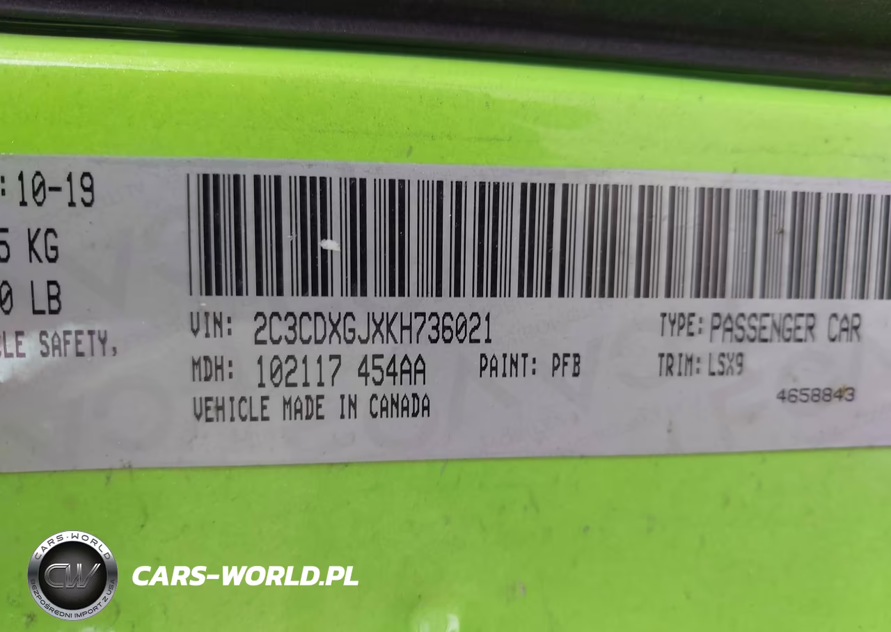 2019 Dodge Charger Scat Pack Rwd VIN:2C3CDXGJXKH736021 - 9