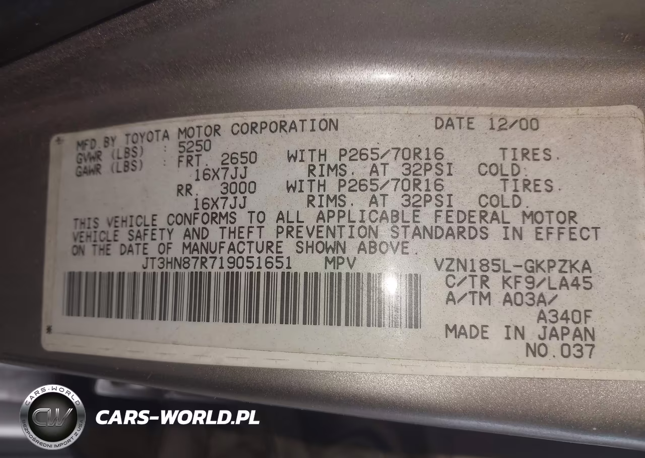 2001 Toyota 4Runner Limited V6 VIN:JT3HN87R719051651 - 9