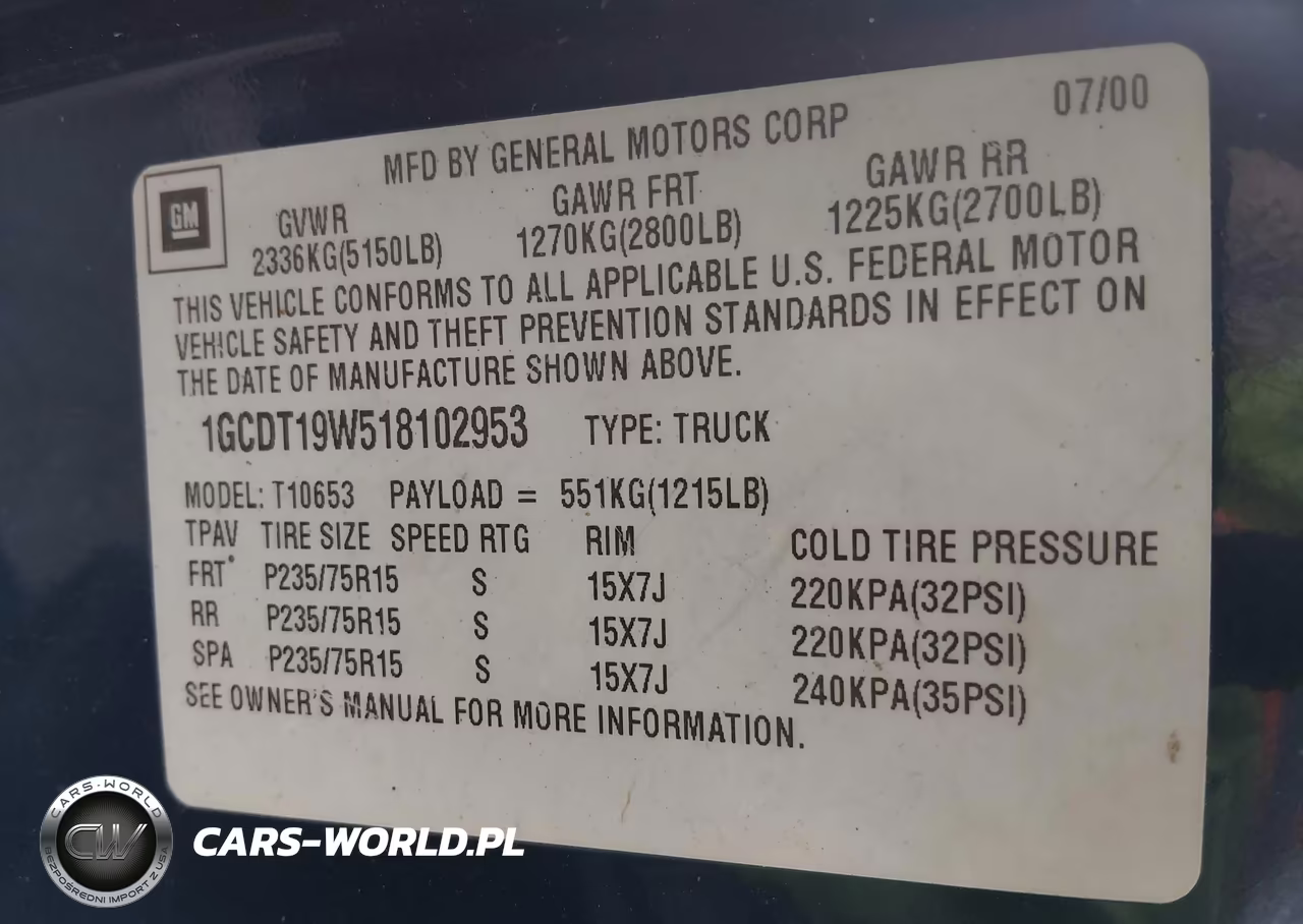 2001 Chevrolet S-10 Ls VIN:1GCDT19W518102953 - 9