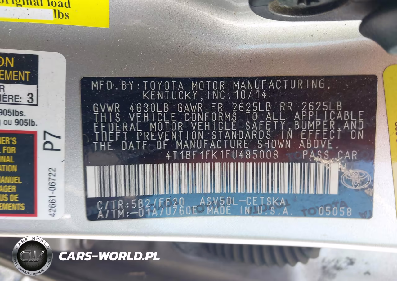 2015 Toyota Camry Se VIN:4T1BF1FK1FU485008 - 9
