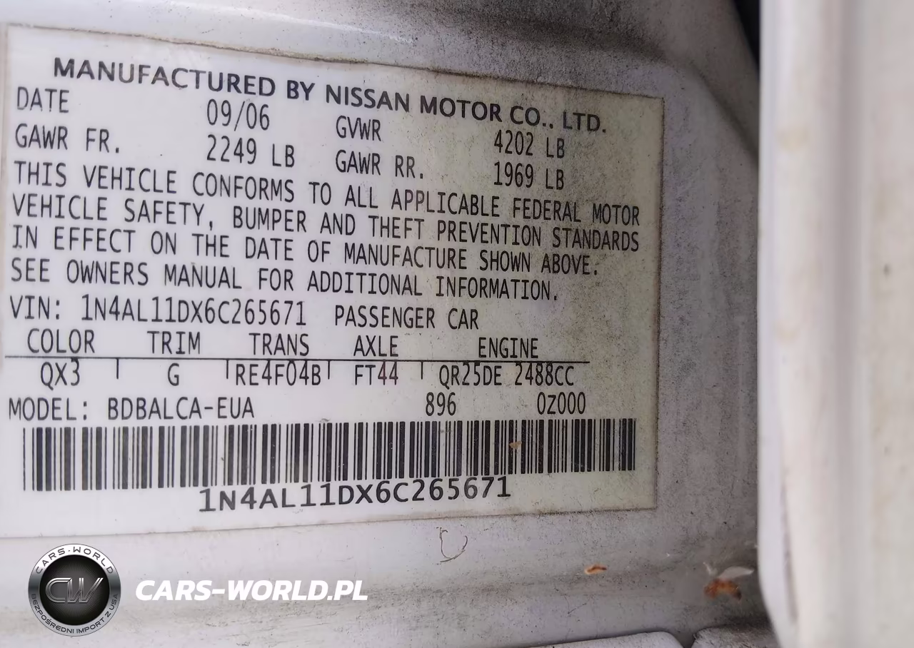 2006 Nissan Altima 2.5 S VIN:1N4AL11DX6C265671 - 9