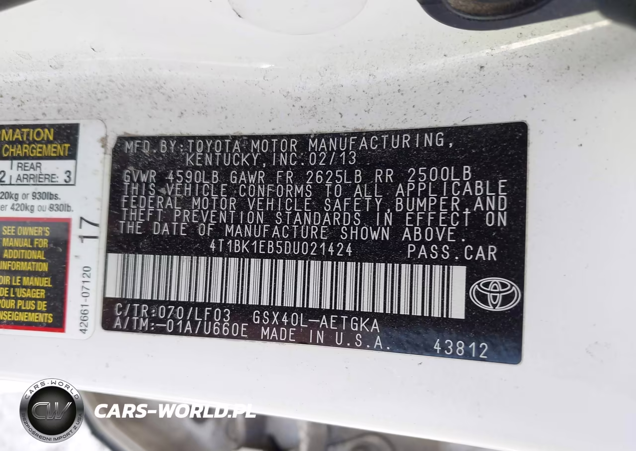 2013 Toyota Avalon Xle Premium VIN:4T1BK1EB5DU021424 - 9