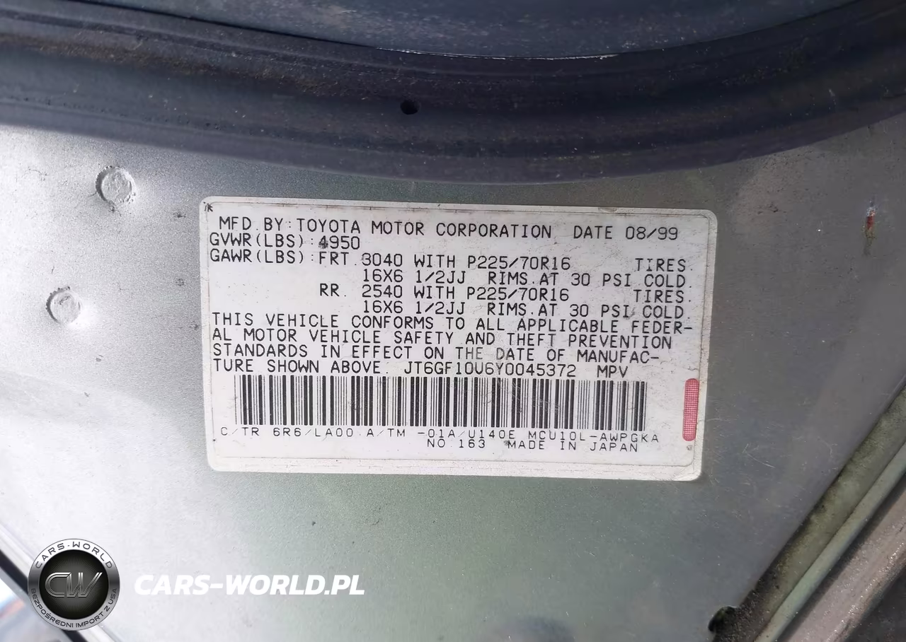 2000 Lexus Rx 300 VIN:JT6GF10U6Y0045372 - 9