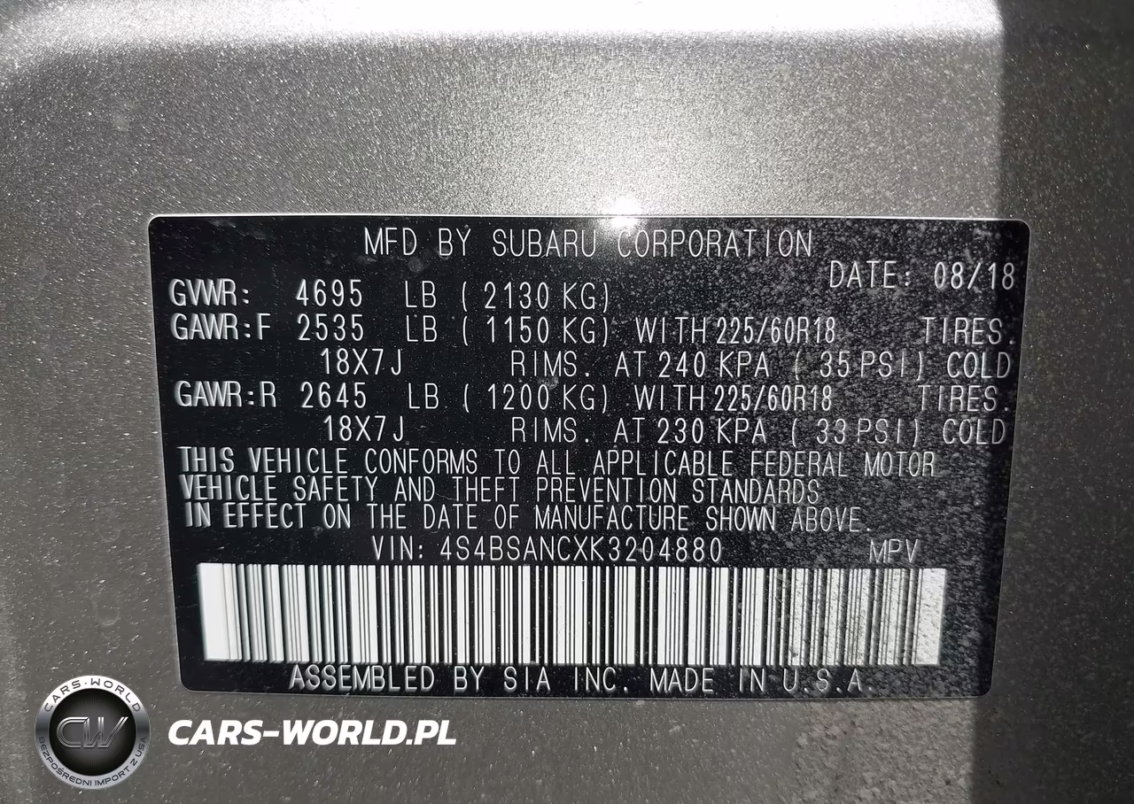 2019 Subaru Outback 2.5I Limited VIN:4S4BSANCXK3204880 - 9