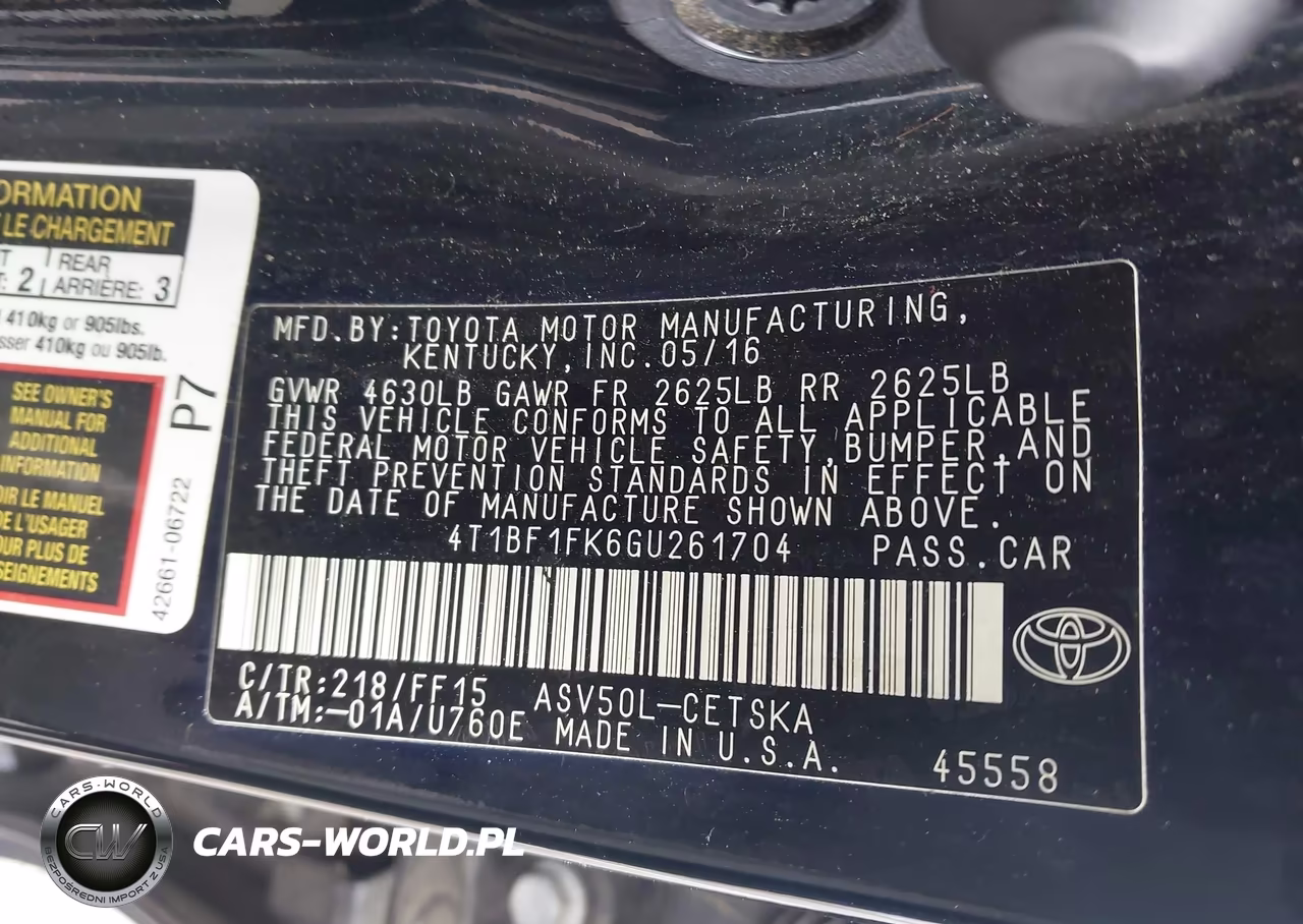 2016 Toyota Camry Se VIN:4T1BF1FK6GU261704 - 9