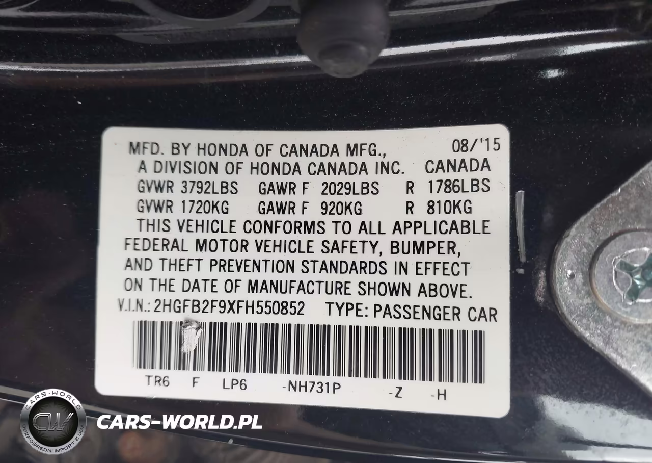 2015 Honda Civic Ex-L VIN:2HGFB2F9XFH550852 - 9