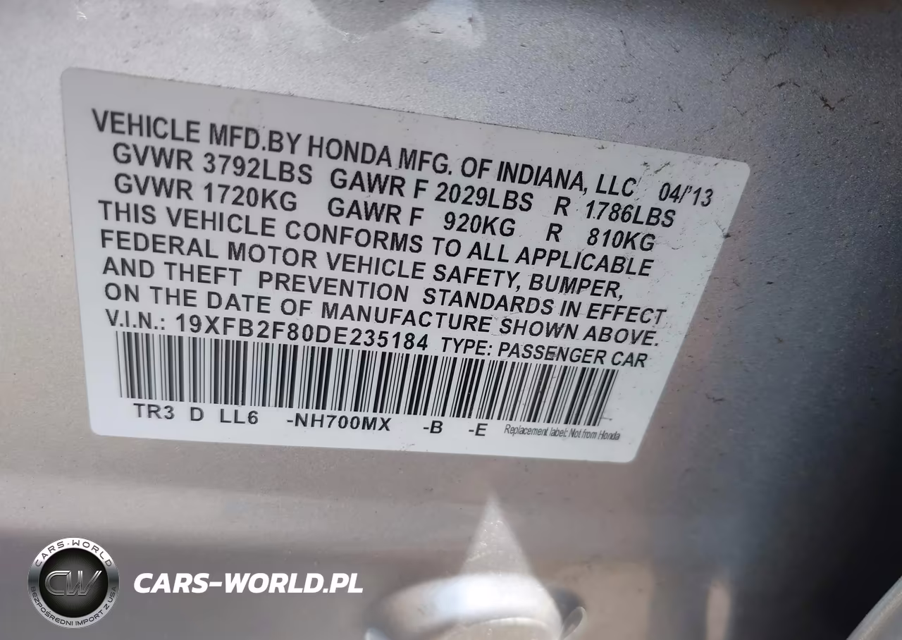 2013 Honda Civic Ex VIN:19XFB2F80DE235184 - 9