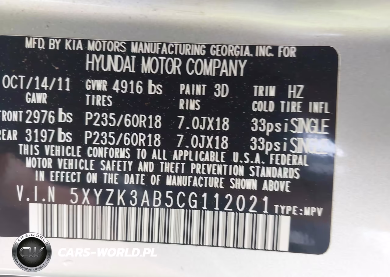 2012 Hyundai Santa Fe Limited VIN:5XYZK3AB5CG112021 - 9