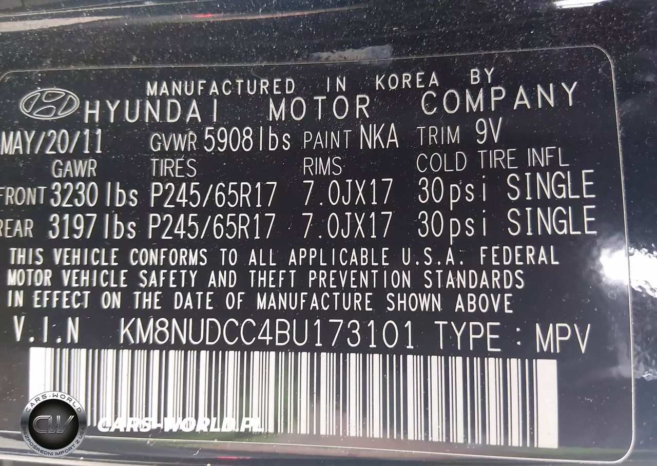 2011 Hyundai Veracruz Gls VIN:KM8NUDCC4BU173101 - 9