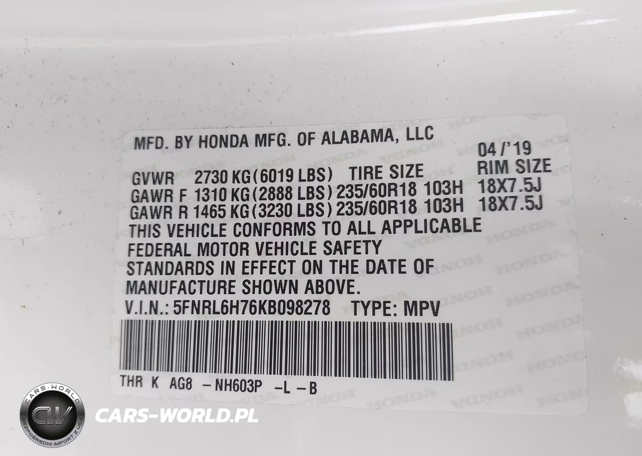 2019 Honda Odyssey Ex-L VIN:5FNRL6H76KB098278 - 9