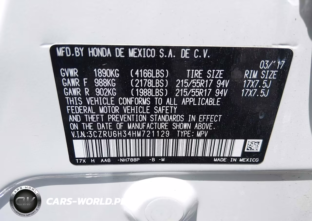 2017 Honda Hr-V Lx VIN:3CZRU6H34HM721129 - 9