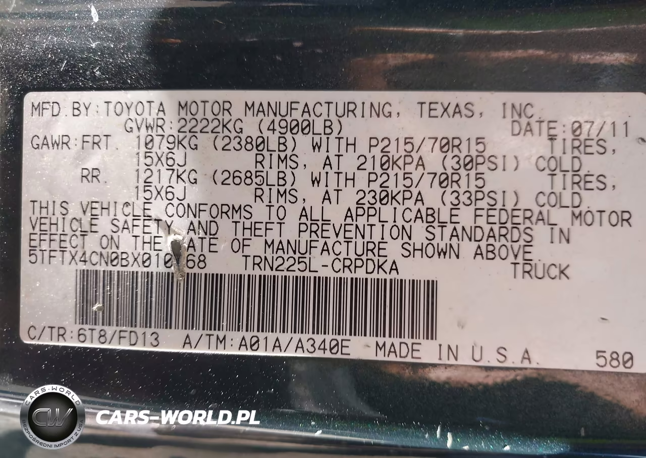 2011 Toyota Tacoma VIN:5TFTX4CN0BX010268 - 9