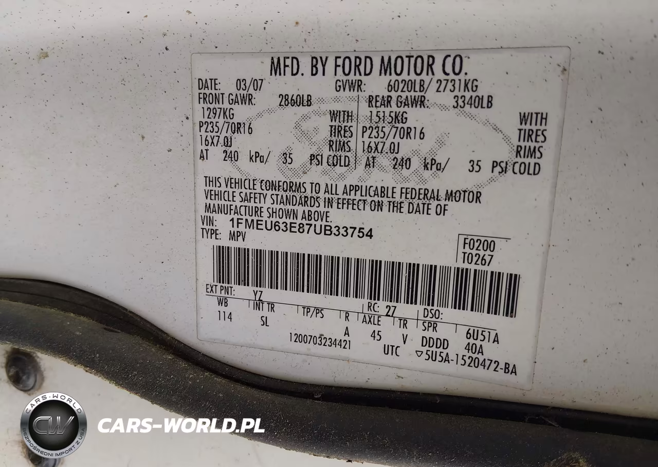2007 Ford Explorer Xlt VIN:1FMEU63E87UB33754 - 9