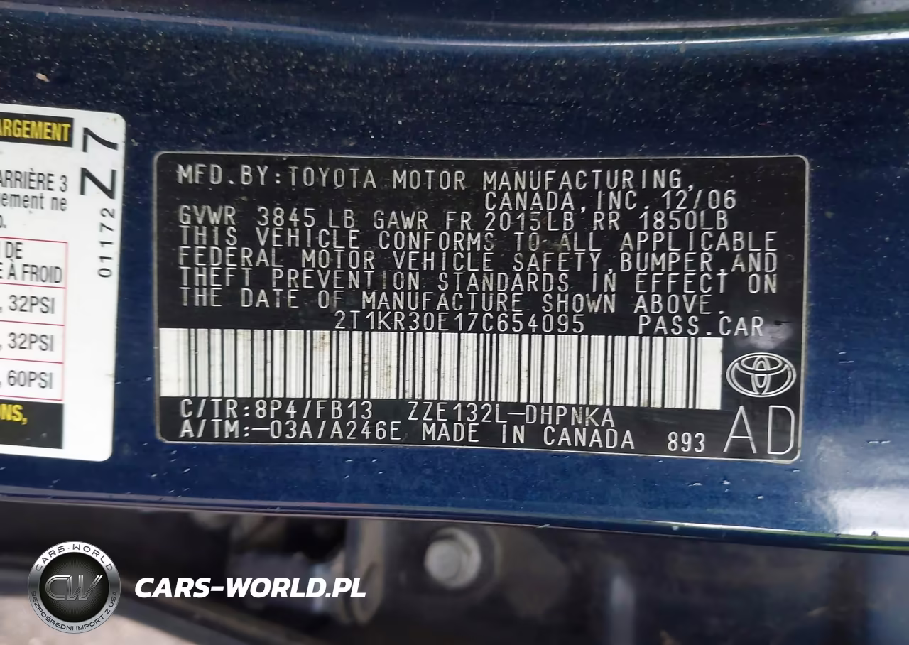 2007 Toyota Matrix Xr VIN:2T1KR30E17C654095 - 9