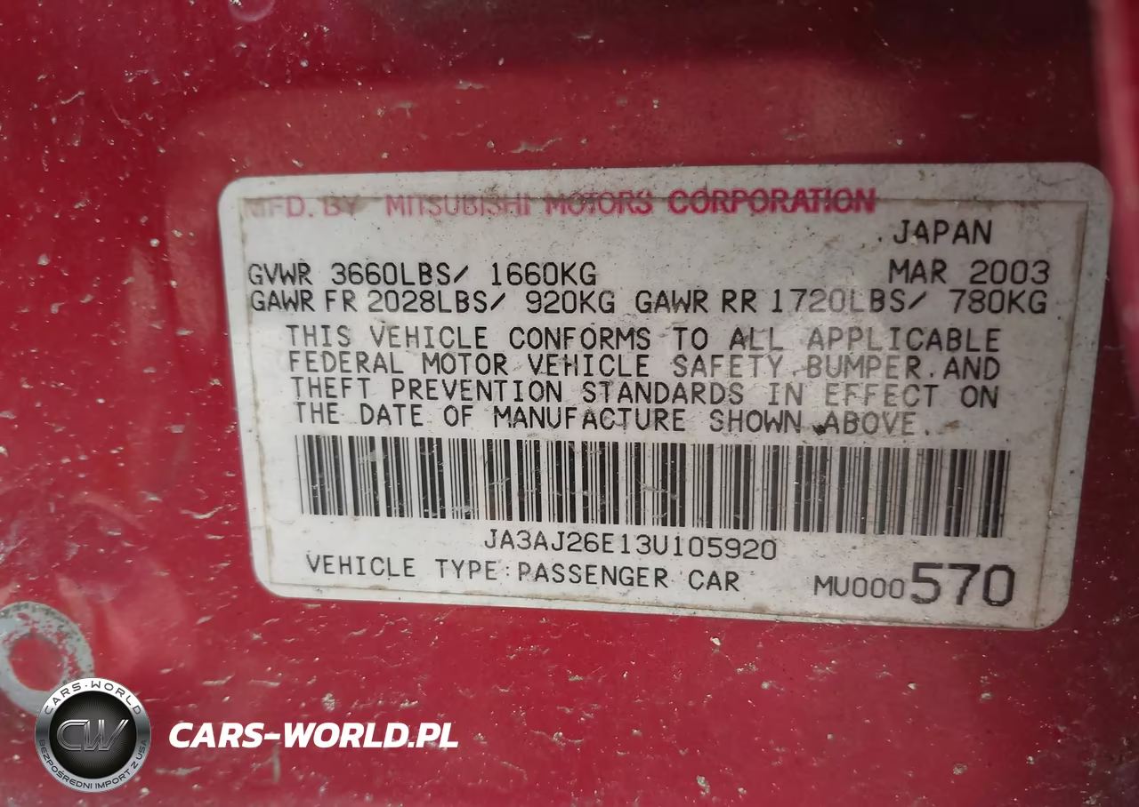 2003 Mitsubishi Lancer Es VIN:JA3AJ26E13U105920 - 9