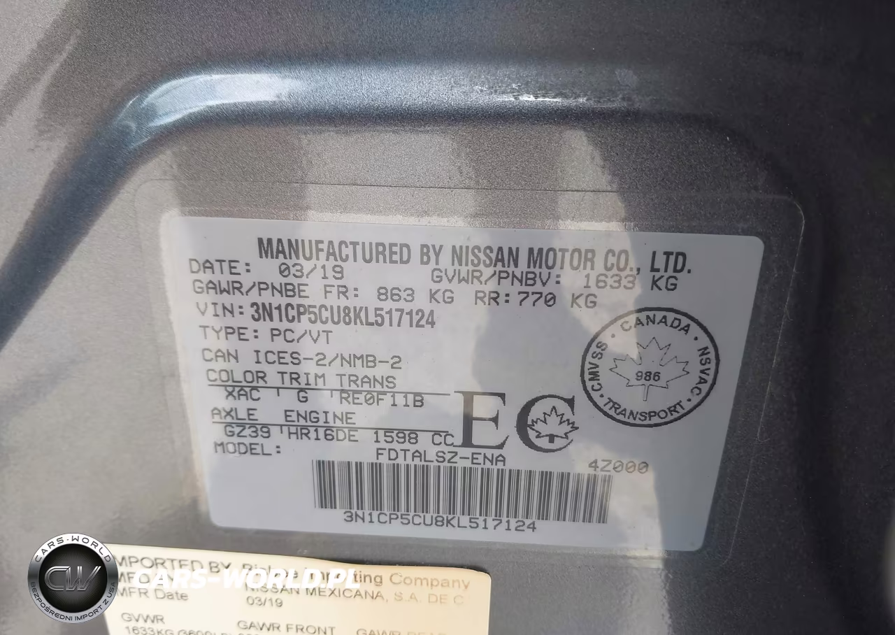 2019 Nissan Kicks S-Sr-Sv VIN:3N1CP5CU8KL517124 - 9