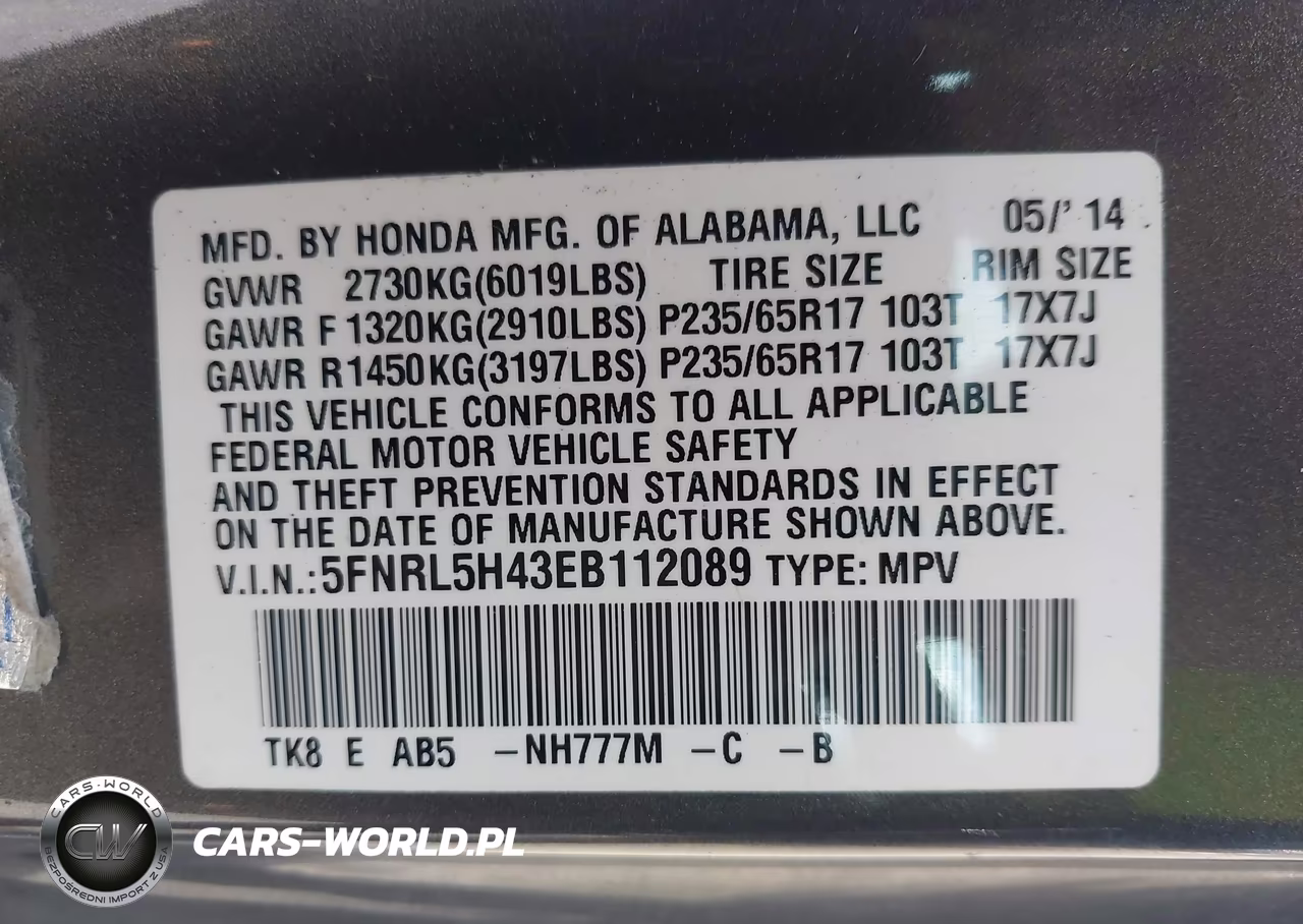 2014 Honda Odyssey Ex VIN:5FNRL5H43EB112089 - 9