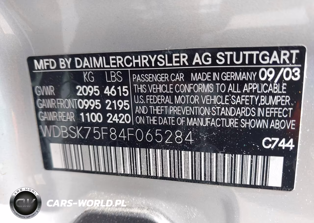 2004 Mercedes-Benz Sl 500 VIN:WDBSK75F84F065284 - 9