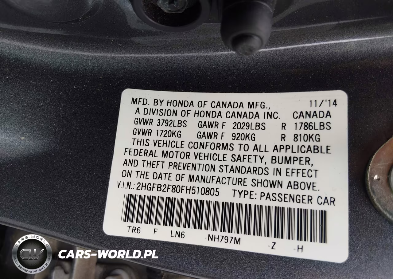2015 Honda Civic Ex VIN:2HGFB2F80FH510805 - 9