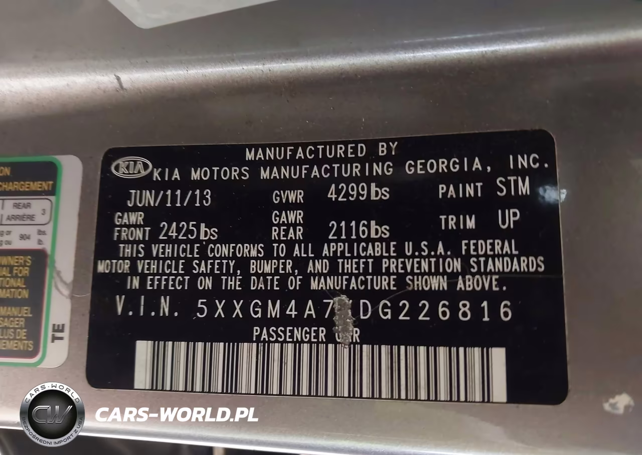 2013 Kia Optima Lx VIN:5XXGM4A7XDG226816 - 9