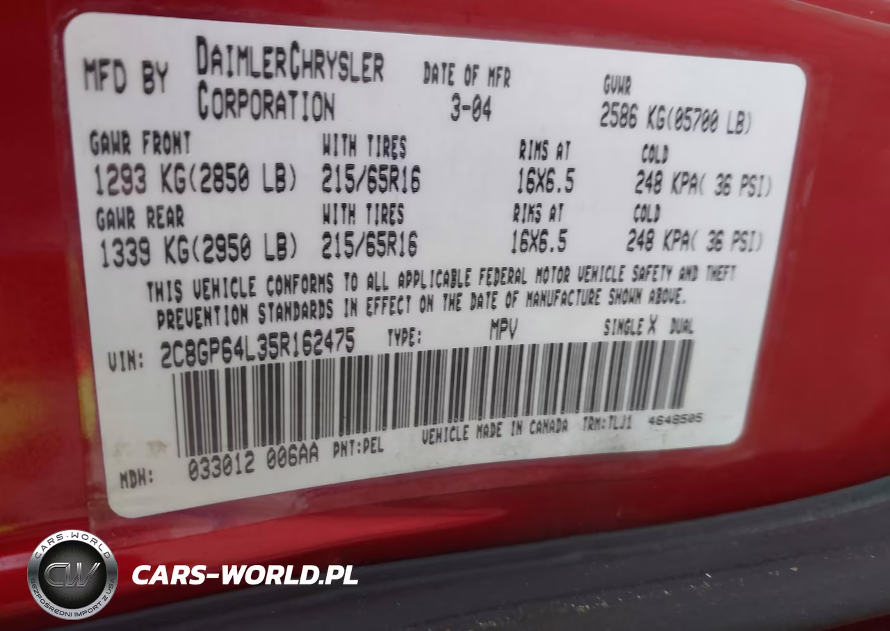 2005 Chrysler Town & Country Limited VIN:2C8GP64L35R162475 - 9