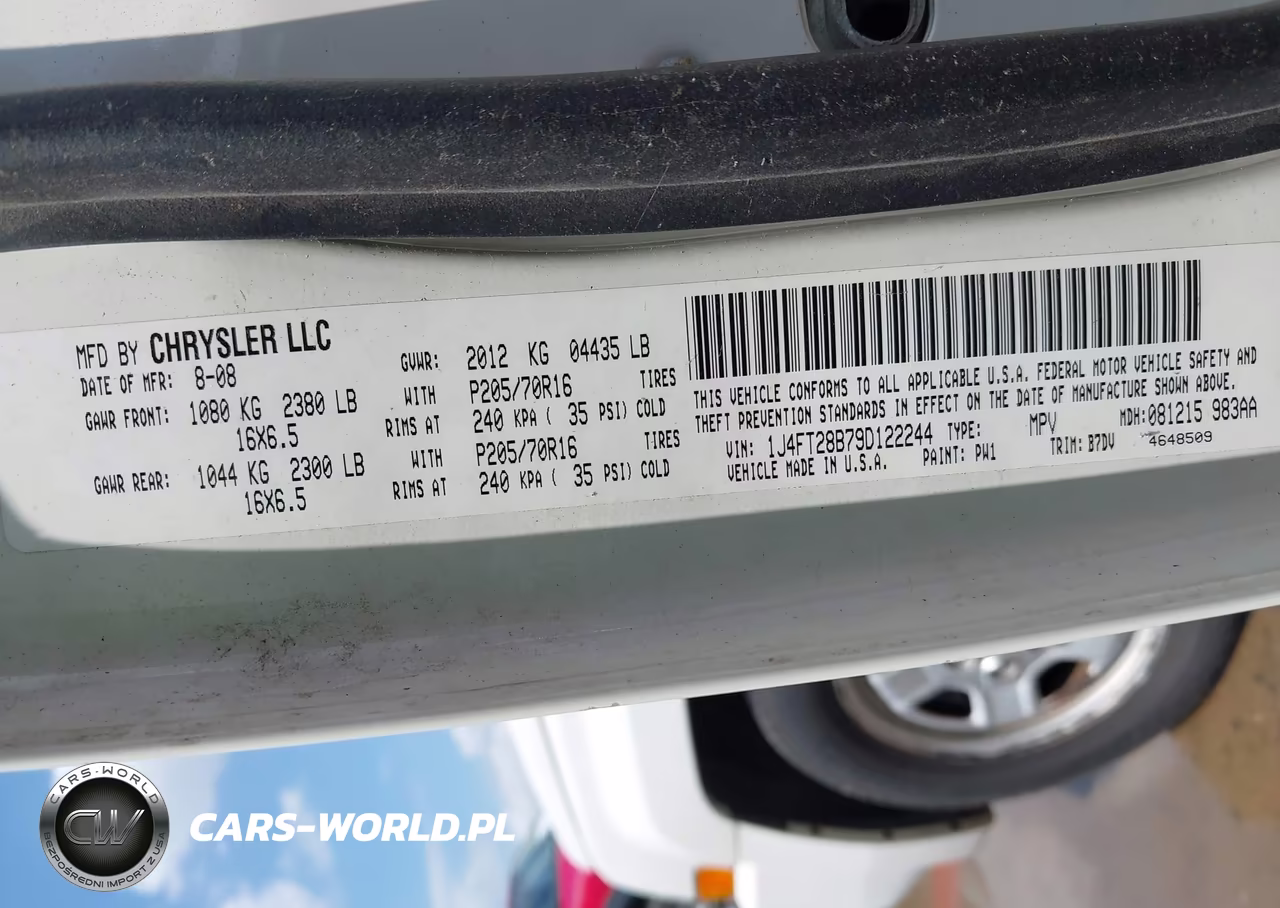 2009 Jeep Patriot Sport VIN:1J4FT28B79D122244 - 9