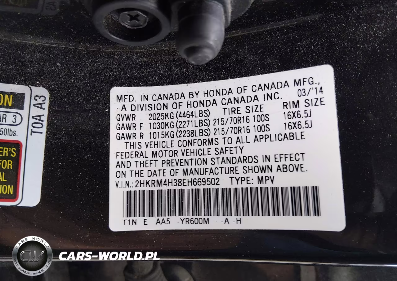 2014 Honda Cr-V Lx VIN:2HKRM4H38EH669502 - 9