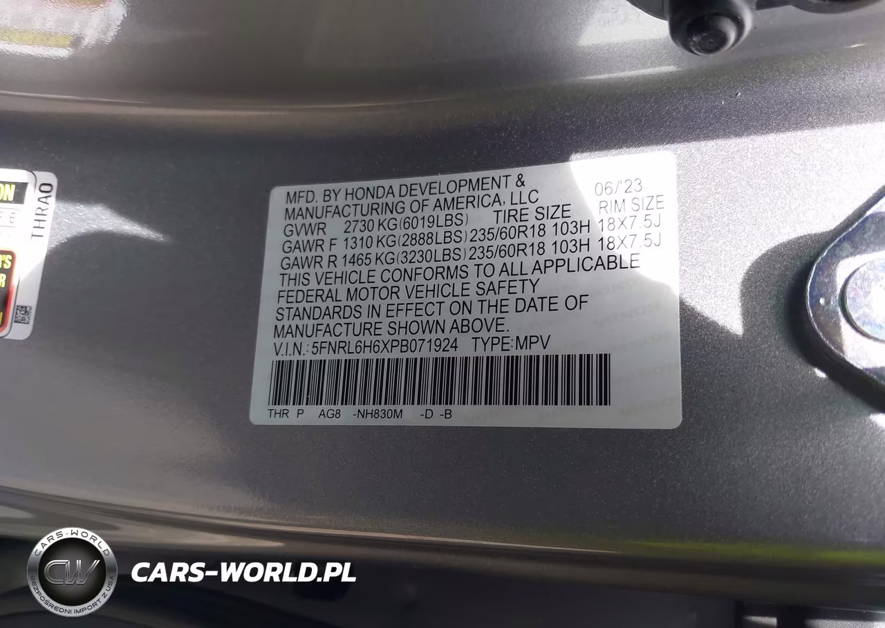 2023 Honda Odyssey Ex-L VIN:5FNRL6H6XPB071924 - 9