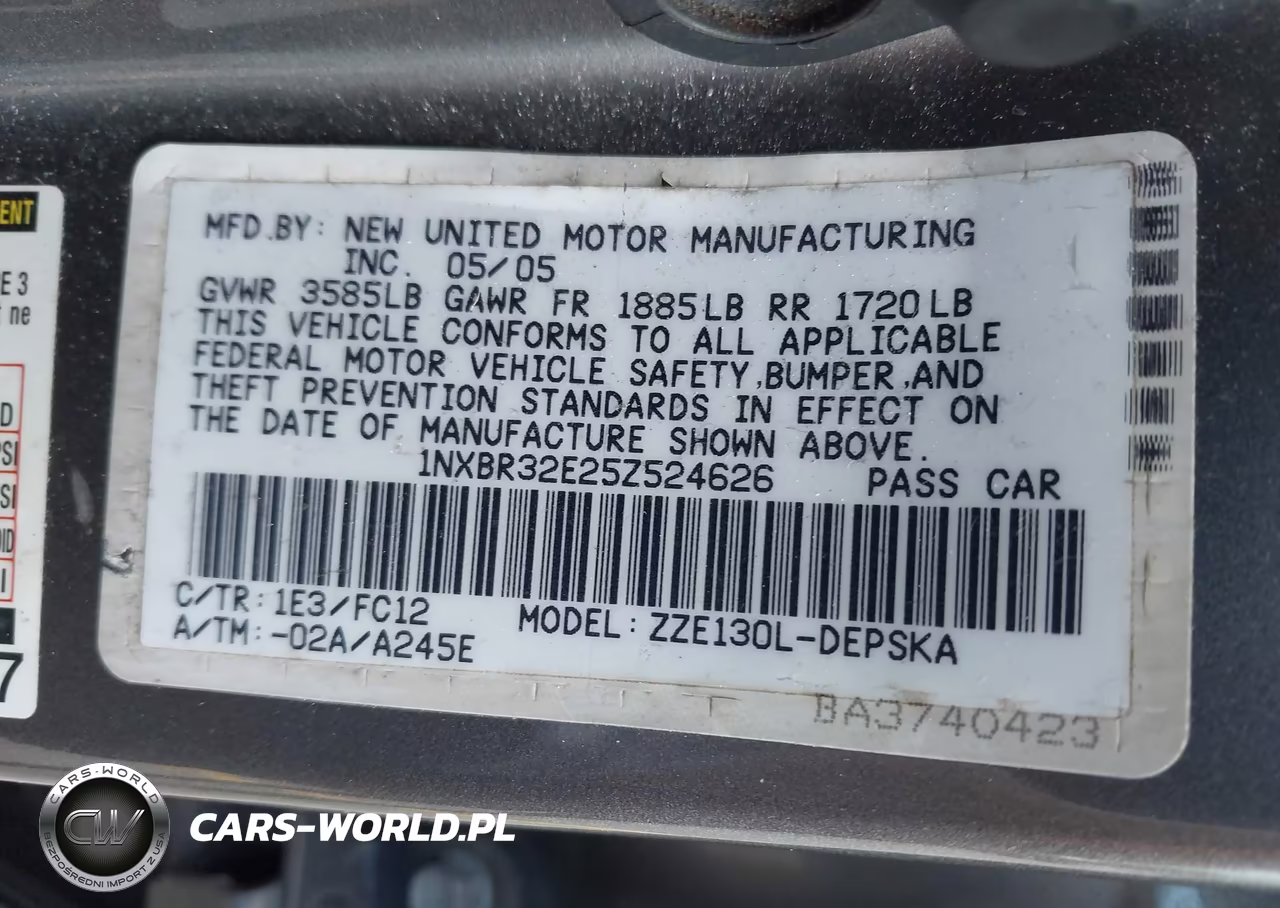 2005 Toyota Corolla S VIN:1NXBR32E25Z524626 - 9